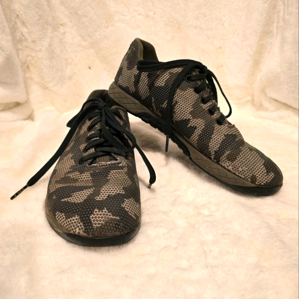 Dark green and grey camo Nobull trainers, womens size 10